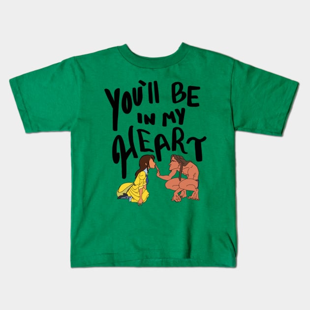 You'll be in my heart Kids T-Shirt by Courtneychurmsdesigns